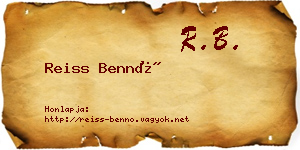 Reiss Bennó névjegykártya